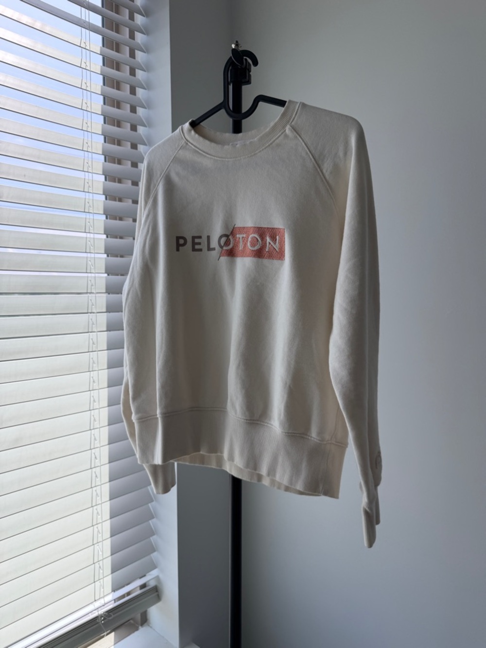 Peloton White Crewneck Sweatshirt with Pale Pink Logo